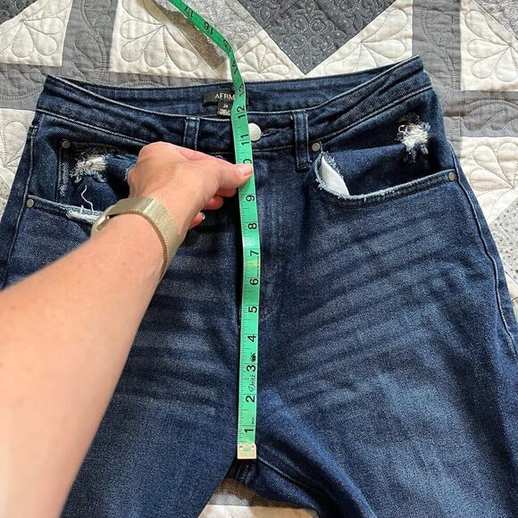 AFRM Jeans Keenan High Rise Wide‎ Leg distressed size 26 long - Picture 9 of 11